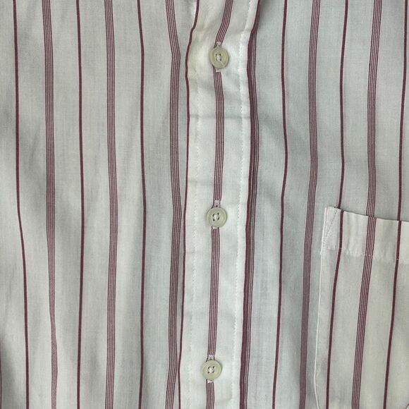 Cambridge Mens Button‎ Down Shirt Striped Long Sleeve Red White 17.5 / 34/35 - Picture 3 of 5